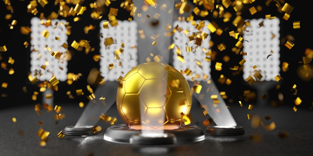 Soccer background with confetti 3d illustration